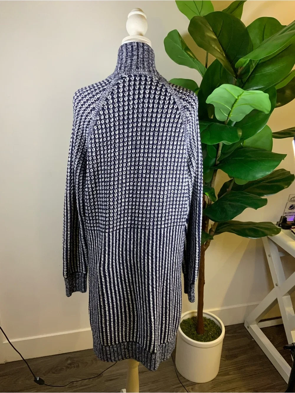 GAP Navy and White Teddy Toggle Cardigan Jacket